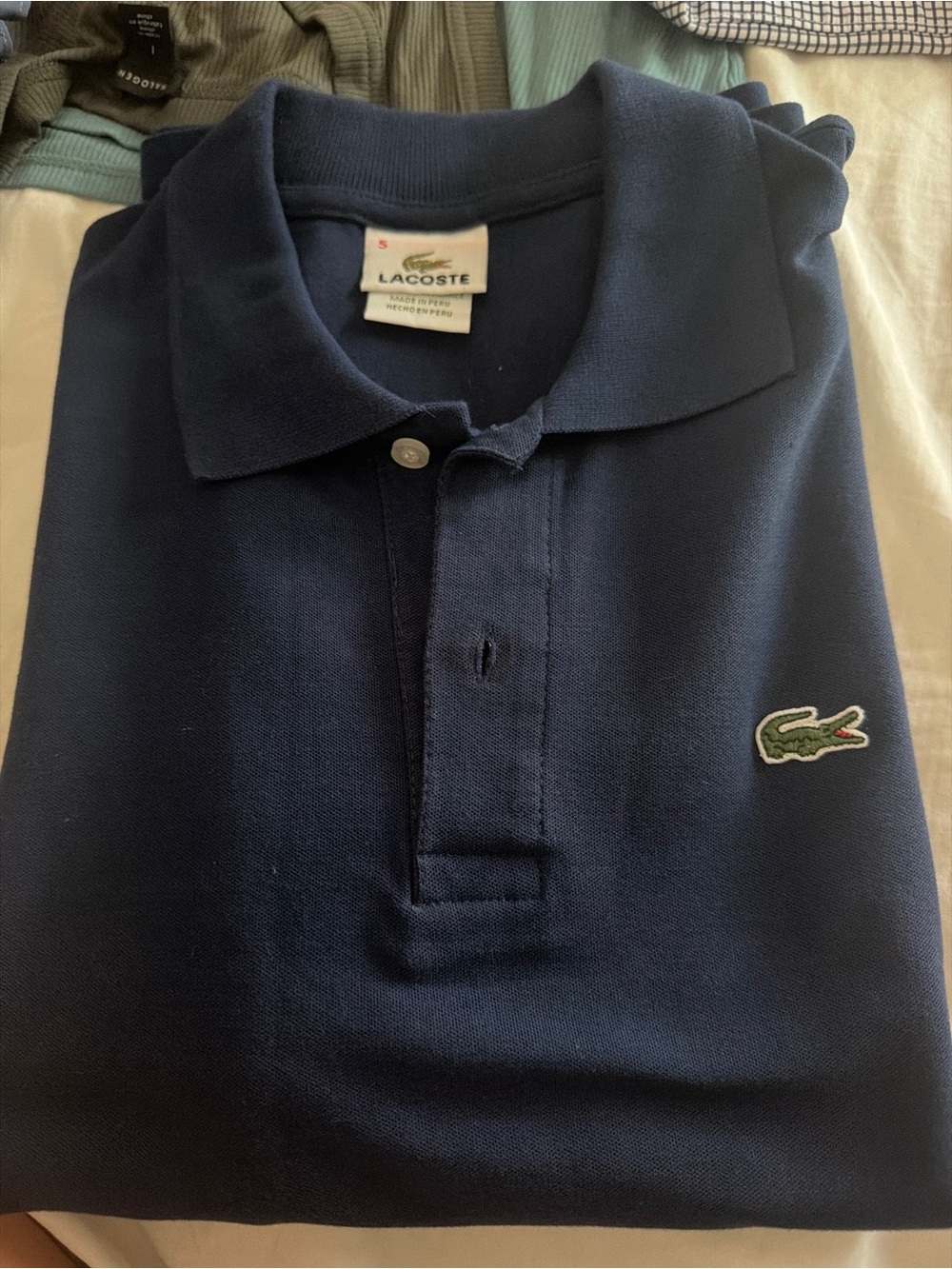 Lacoste Men's Dark Navy Pique Polo with Crocodile Logo
